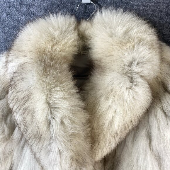 VTG Real Fur Coat Ivory Fox Racoon Look 100% Bemberg Lined Made in Korea Luxury - Picture 14 of 14